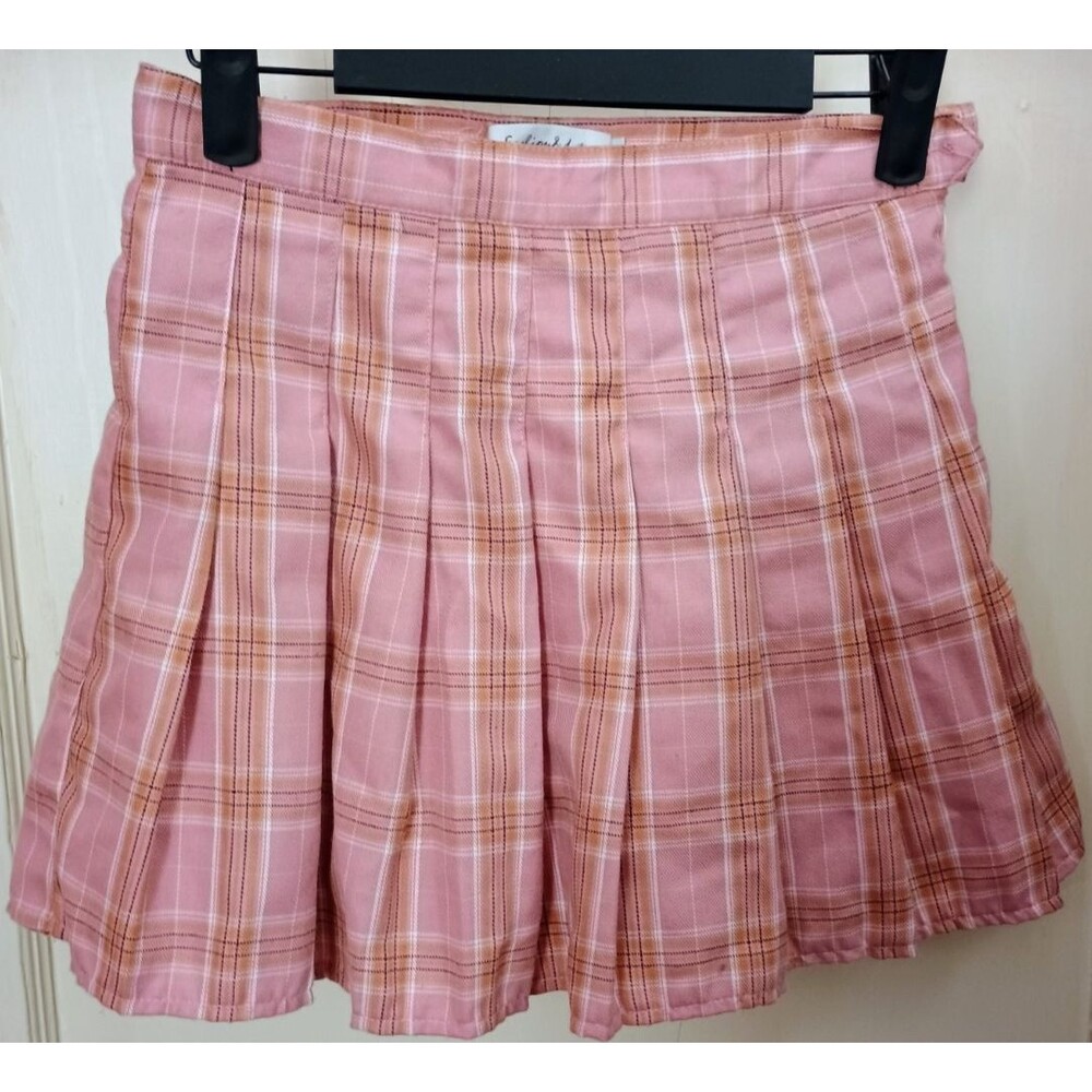 Fashionista Pink Plaid Pleated Mini Skirt Women's Size S Y2K Preppy
